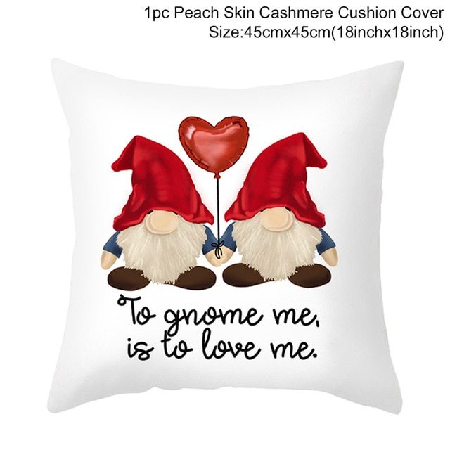 KTX-399443 Red Cartoon Letter Valentine's Day Pillowcase in Peach Skin for Living Room or Bedroom, 45x45cm