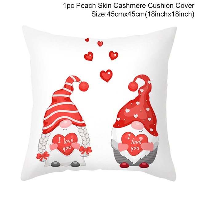 KTX-399443 Red Cartoon Letter Valentine's Day Pillowcase in Peach Skin for Living Room or Bedroom, 45x45cm