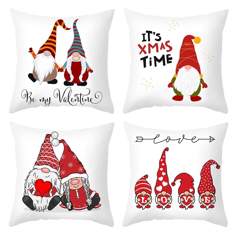 KTX-399443 Red Cartoon Letter Valentine's Day Pillowcase in Peach Skin for Living Room or Bedroom, 45x45cm