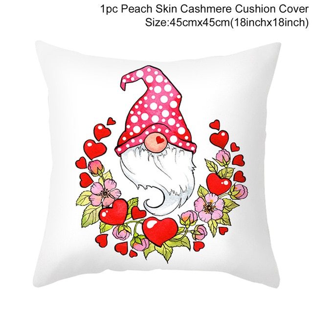 KTX-399443 Red Cartoon Letter Valentine's Day Pillowcase in Peach Skin for Living Room or Bedroom, 45x45cm