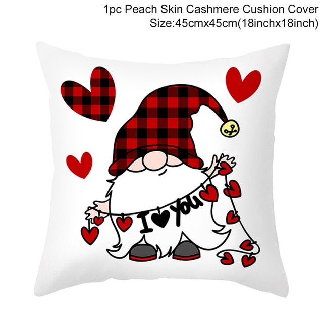 KTX-399443 Red Cartoon Letter Valentine's Day Pillowcase in Peach Skin for Living Room or Bedroom, 45x45cm