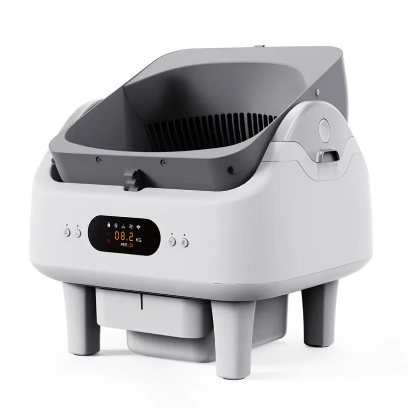 KTX-400211 Automatic Smart Cat Litter Box with Remote Control and Health Monitor - 68L Capacity, Durable PP Plastic