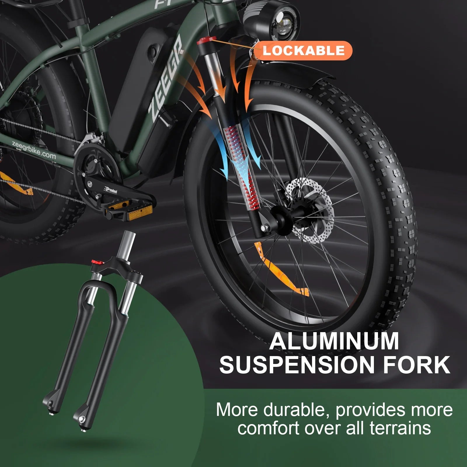 KTX-400467 1000W Electric Fat Bike with 48V Lithium Battery, 7-Speed Gears, 26" Tires, Hydraulic Disc Brakes