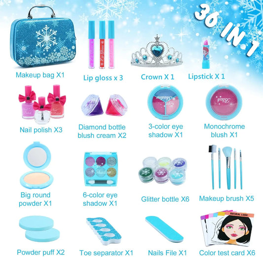 KTX-400595 Kids Pretend Play Makeup Kit with Mirror Bags for Ages 2-7 – Non-Toxic Plastic Toys