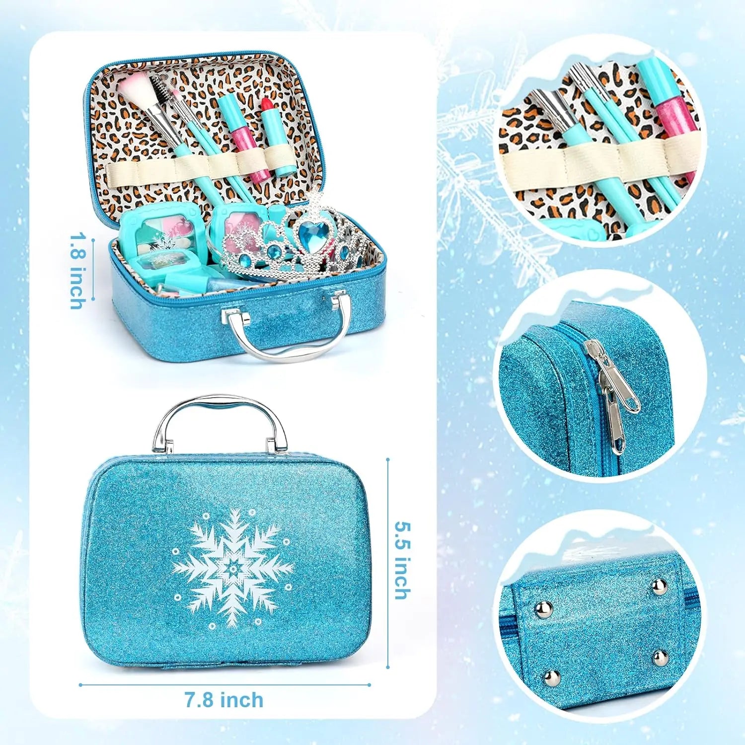 KTX-400595 Kids Pretend Play Makeup Kit with Mirror Bags for Ages 2-7 – Non-Toxic Plastic Toys