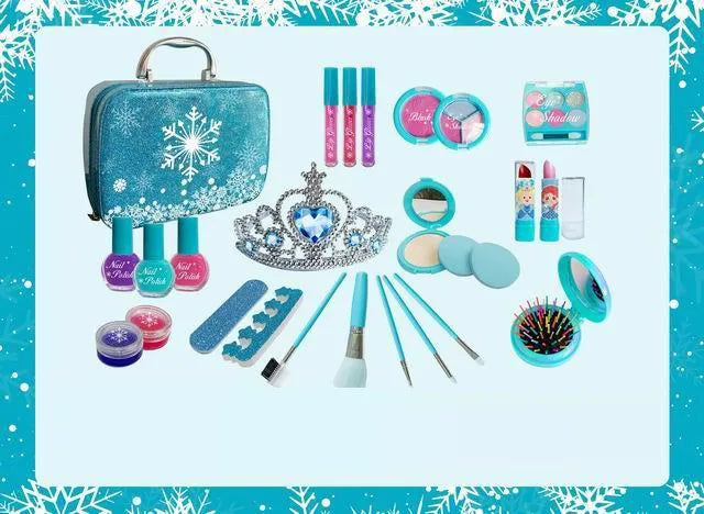 KTX-400595 Kids Pretend Play Makeup Kit with Mirror Bags for Ages 2-7 – Non-Toxic Plastic Toys