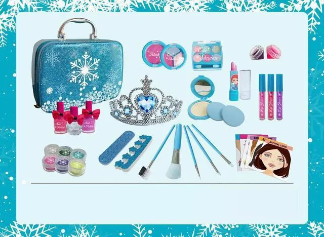 KTX-400595 Kids Pretend Play Makeup Kit with Mirror Bags for Ages 2-7 – Non-Toxic Plastic Toys