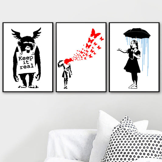 KTX-400851 Abstract Graffiti Girl Canvas Art for Modern Living Room Decoration