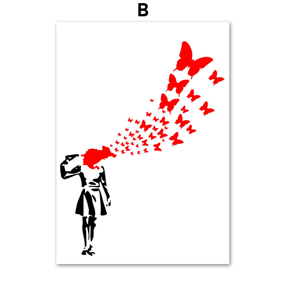 KTX-400851 Abstract Graffiti Girl Canvas Art for Modern Living Room Decoration