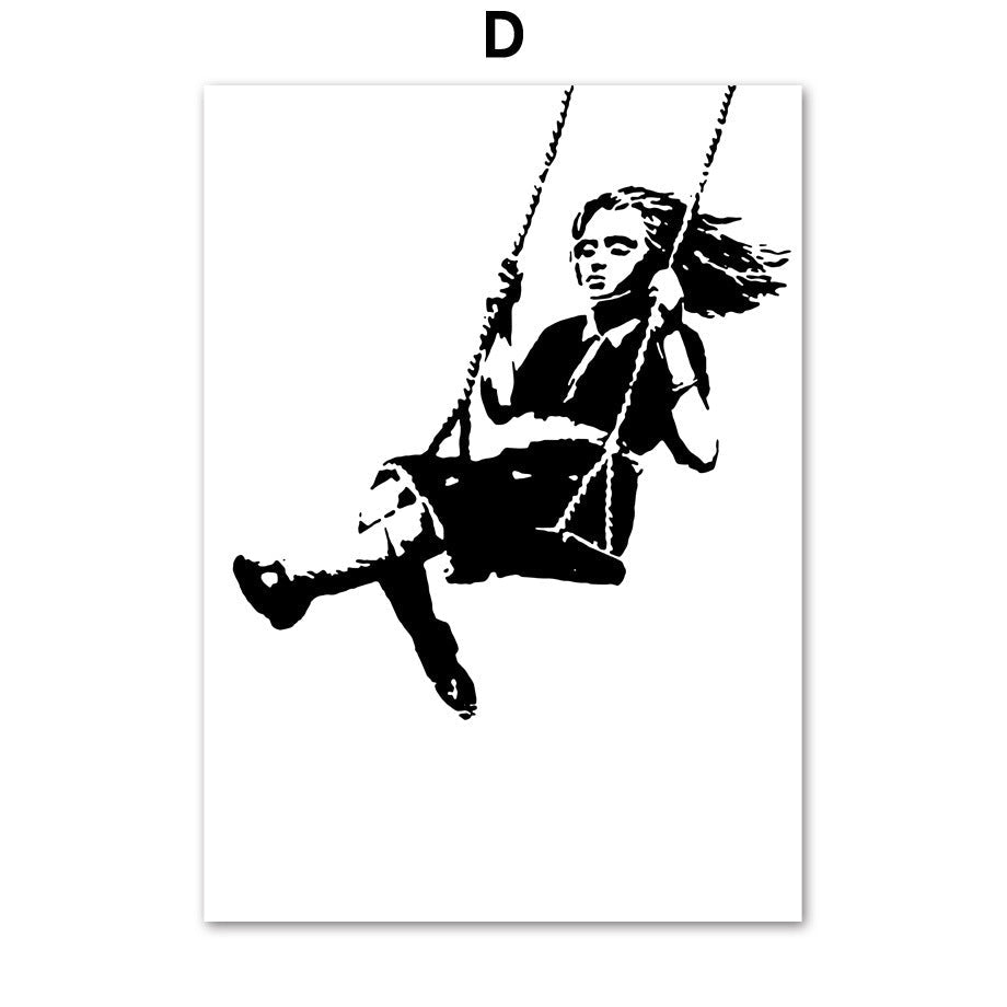 KTX-400851 Abstract Graffiti Girl Canvas Art for Modern Living Room Decoration