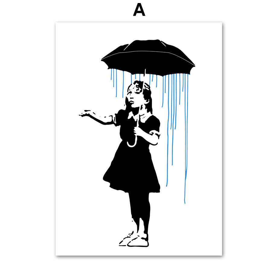 KTX-400851 Abstract Graffiti Girl Canvas Art for Modern Living Room Decoration