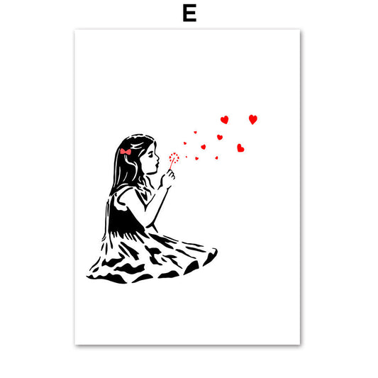 KTX-400851 Abstract Graffiti Girl Canvas Art for Modern Living Room Decoration