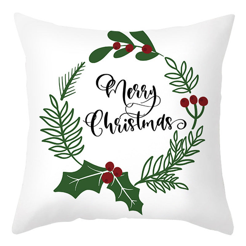 KTX-401875 Cartoon Letter Print Christmas Pillow Cover, 45x45cm, Soft PP Cotton Cushion for Sofas and Office