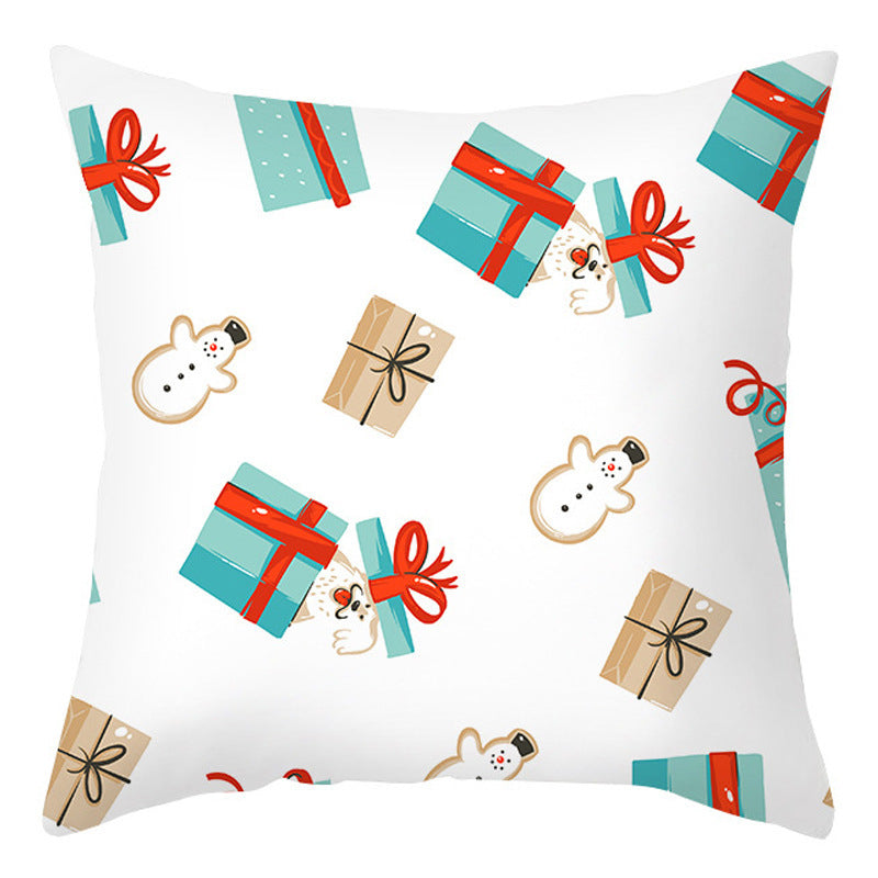 KTX-401875 Cartoon Letter Print Christmas Pillow Cover, 45x45cm, Soft PP Cotton Cushion for Sofas and Office