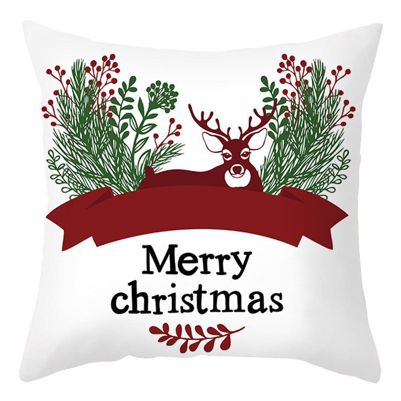KTX-401875 Cartoon Letter Print Christmas Pillow Cover, 45x45cm, Soft PP Cotton Cushion for Sofas and Office