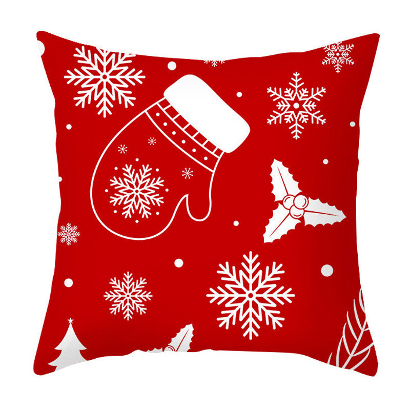 KTX-401875 Cartoon Letter Print Christmas Pillow Cover, 45x45cm, Soft PP Cotton Cushion for Sofas and Office