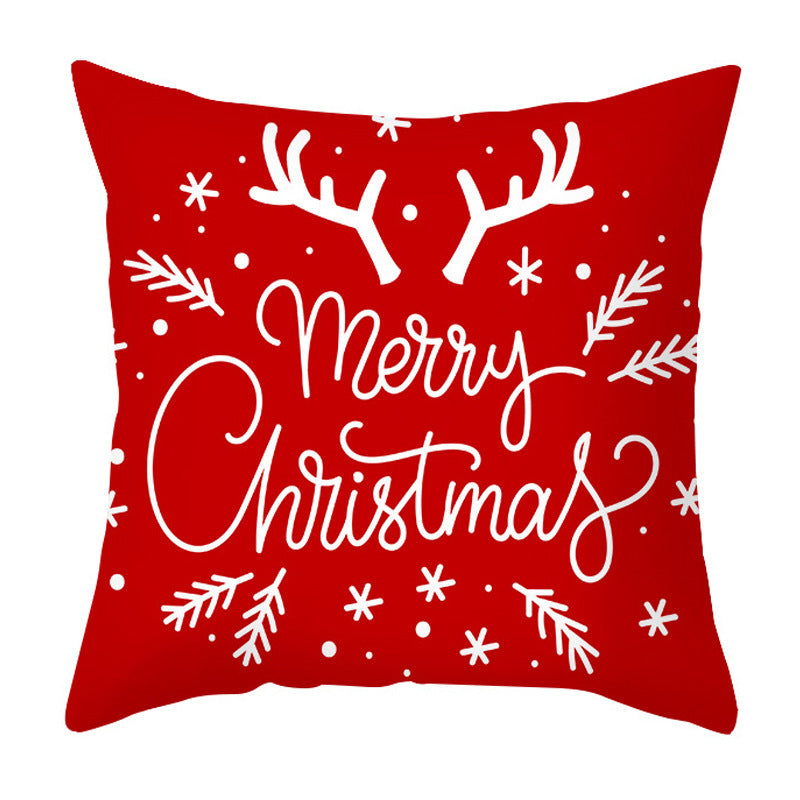 KTX-401875 Cartoon Letter Print Christmas Pillow Cover, 45x45cm, Soft PP Cotton Cushion for Sofas and Office