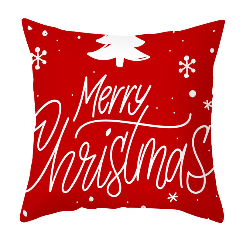 KTX-401875 Cartoon Letter Print Christmas Pillow Cover, 45x45cm, Soft PP Cotton Cushion for Sofas and Office