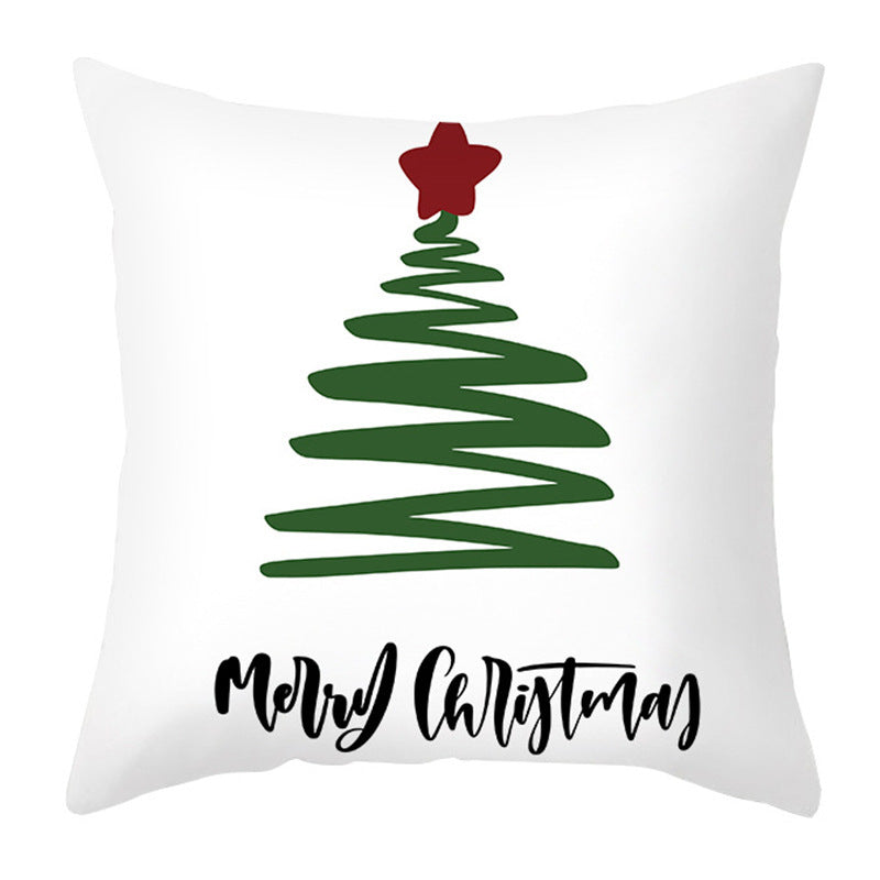 KTX-401875 Cartoon Letter Print Christmas Pillow Cover, 45x45cm, Soft PP Cotton Cushion for Sofas and Office