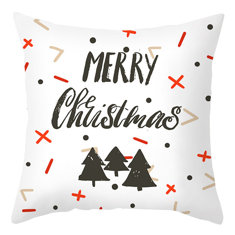 KTX-401875 Cartoon Letter Print Christmas Pillow Cover, 45x45cm, Soft PP Cotton Cushion for Sofas and Office