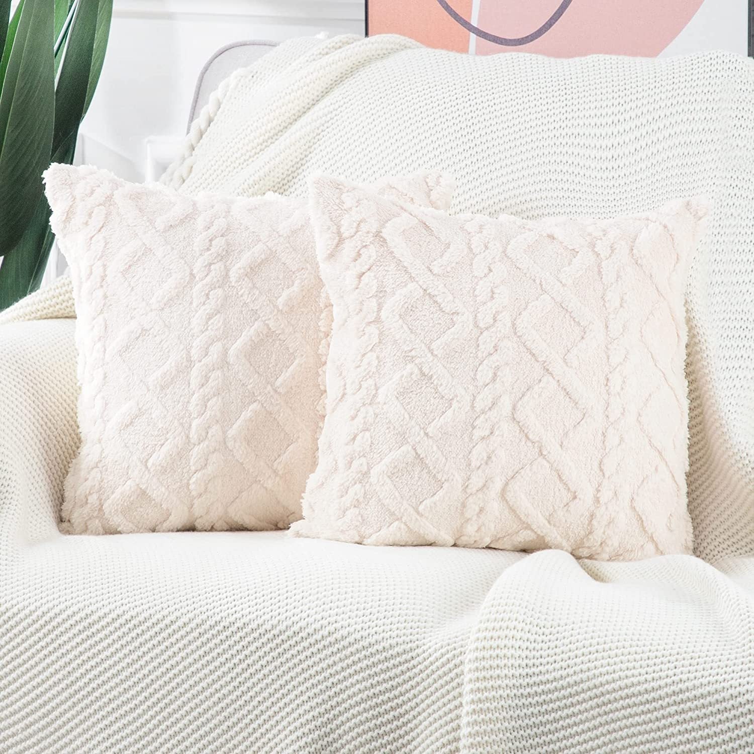 KTX-402067 Retro Plush Soft Fluffy Pillow Cushion for Living Room - Available in Multiple Colors