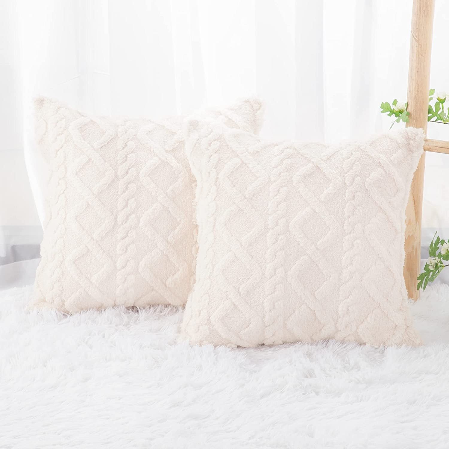 KTX-402067 Retro Plush Soft Fluffy Pillow Cushion for Living Room - Available in Multiple Colors