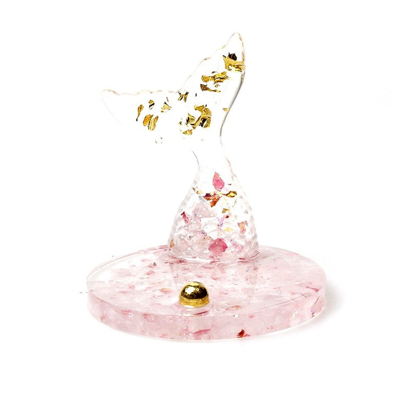 KTX-402131 Natural Resin Fish Tail Crystal Gravel Mobile Phone Holder Ornament - Perfect Gift for Various Occasions