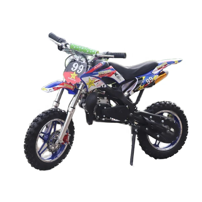 KTX-402643 49cc Kids Dirt Bike - 2-Stroke Motocross Bike with Pull Start and Electronic Starter, Steel Frame, Disc Brakes, 10" Wheels