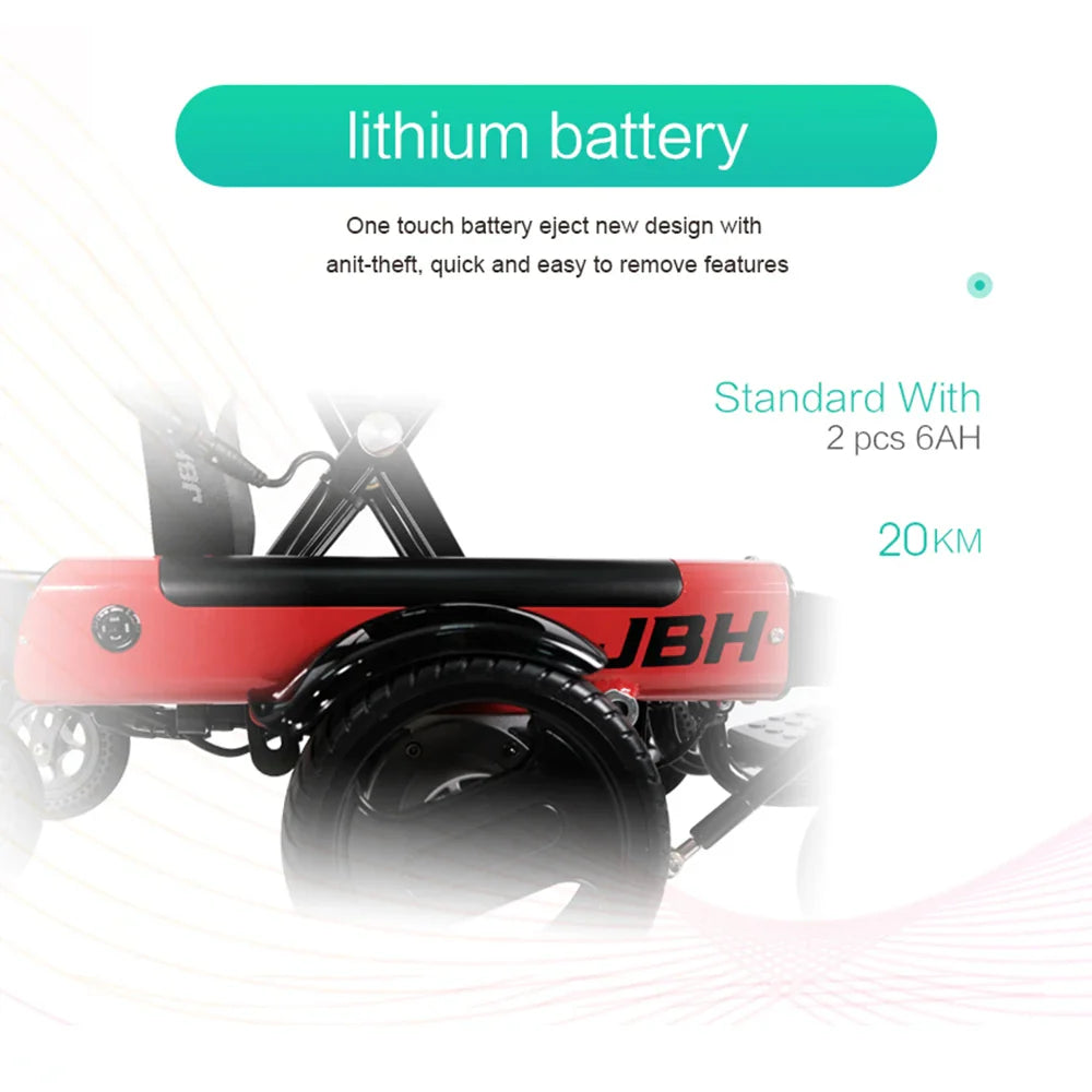 KTX-403091 Electric Power Wheelchair D07 with Removable Lithium Battery, 6 km/h Speed, 120KG Load Capacity, Red