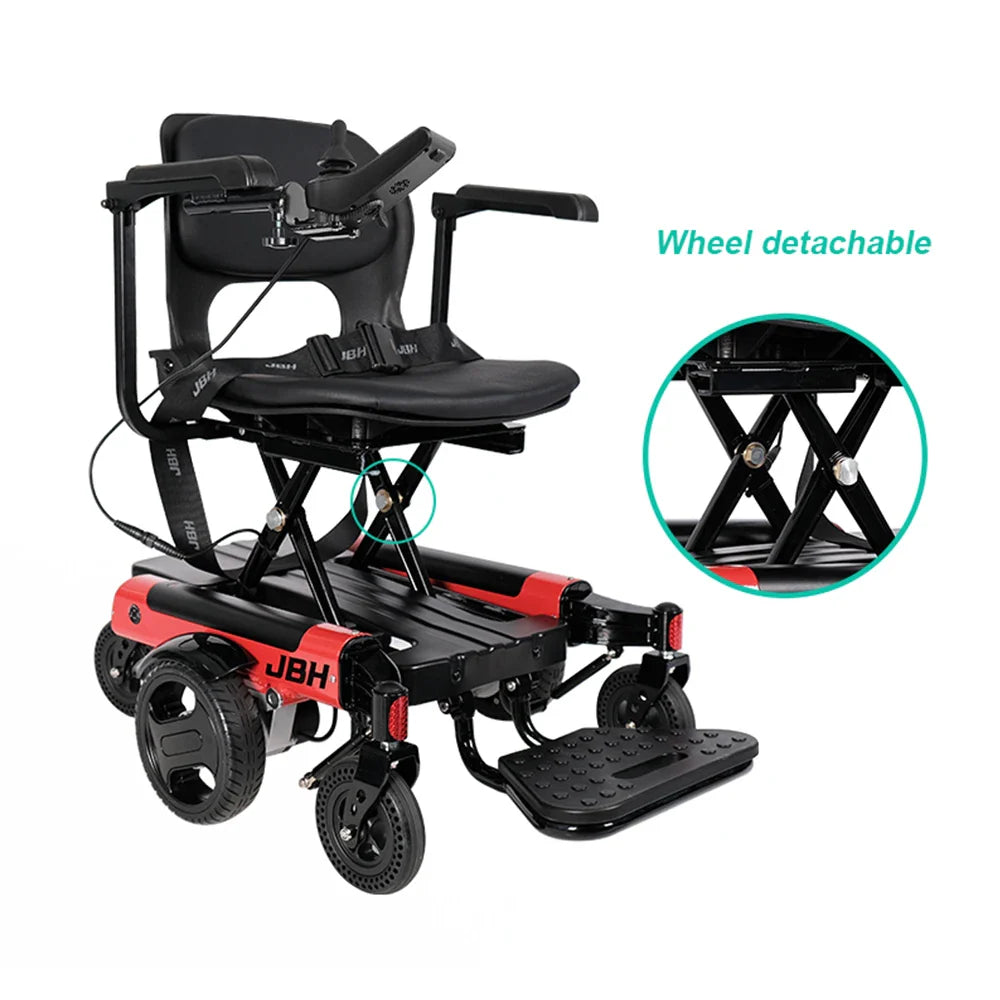 KTX-403091 Electric Power Wheelchair D07 with Removable Lithium Battery, 6 km/h Speed, 120KG Load Capacity, Red