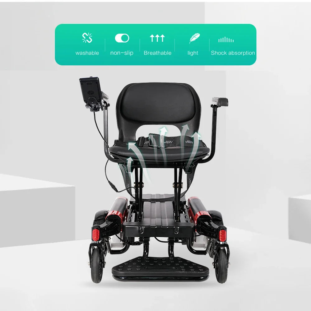 KTX-403091 Electric Power Wheelchair D07 with Removable Lithium Battery, 6 km/h Speed, 120KG Load Capacity, Red