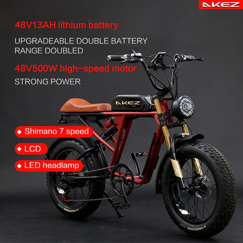 KTX-403539 Electric Mountain Bike with 7-Speed Gears, Integrated Lithium Battery, and Wide Tires