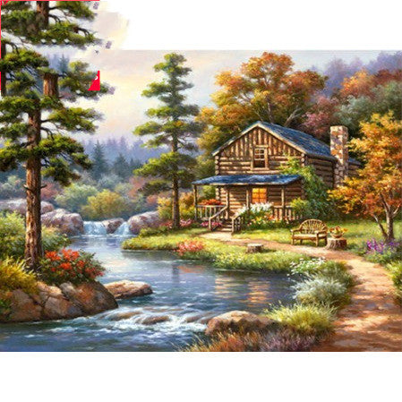 KTX-404051 5D Full Diamond Painting DIY Landscape Cross Stitch Art Kit, Resin Drill, 30x40cm & 40x50cm Options