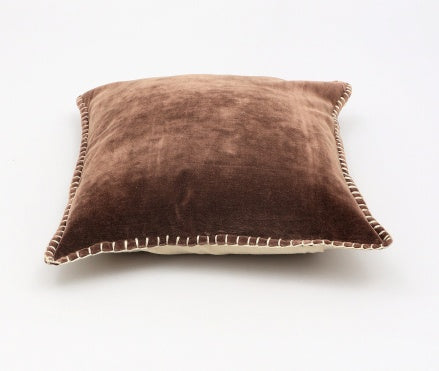 KTX-404179 Stonewashed Cotton Velvet Pillow with Hand-Stitched Edges, 19x19 Inch, Soft Plush Feel