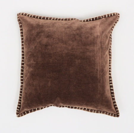 KTX-404179 Stonewashed Cotton Velvet Pillow with Hand-Stitched Edges, 19x19 Inch, Soft Plush Feel