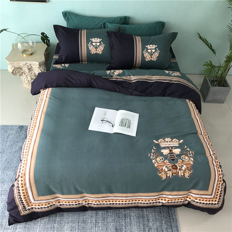 KTX-404371 Cotton Brushed Striped Plaid Four-Piece Set