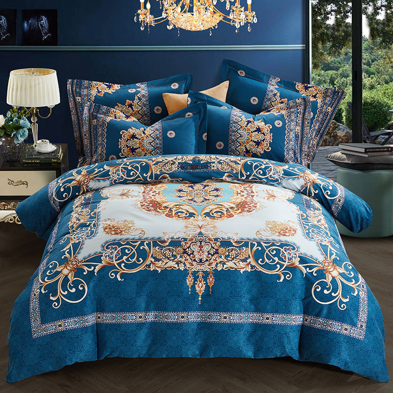 KTX-404371 Cotton Brushed Striped Plaid Four-Piece Set