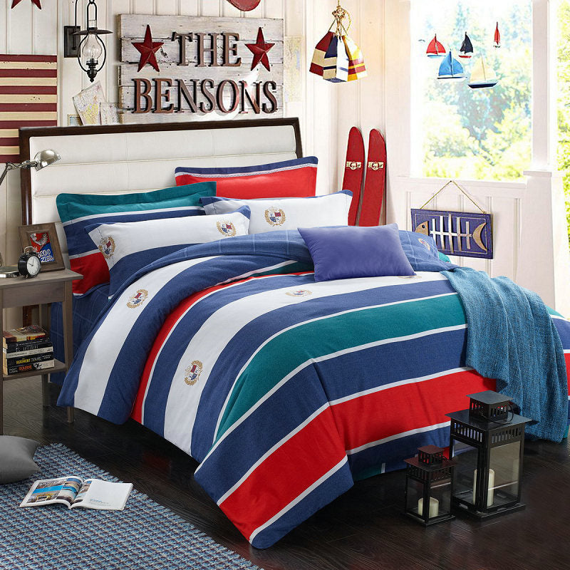 KTX-404371 Cotton Brushed Striped Plaid Four-Piece Set