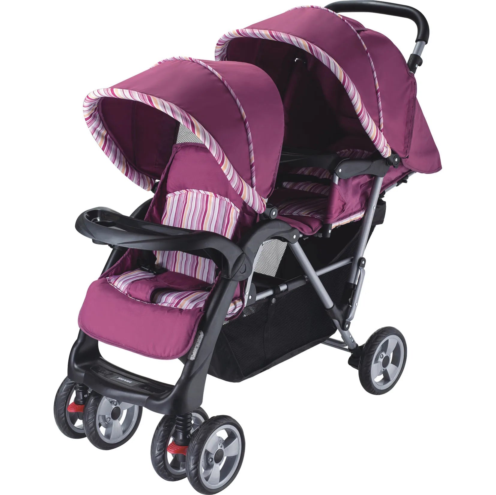 KTX-404563 Twin Folding Baby Stroller for Two Kids - Portable Travel Buggy with Double Seats