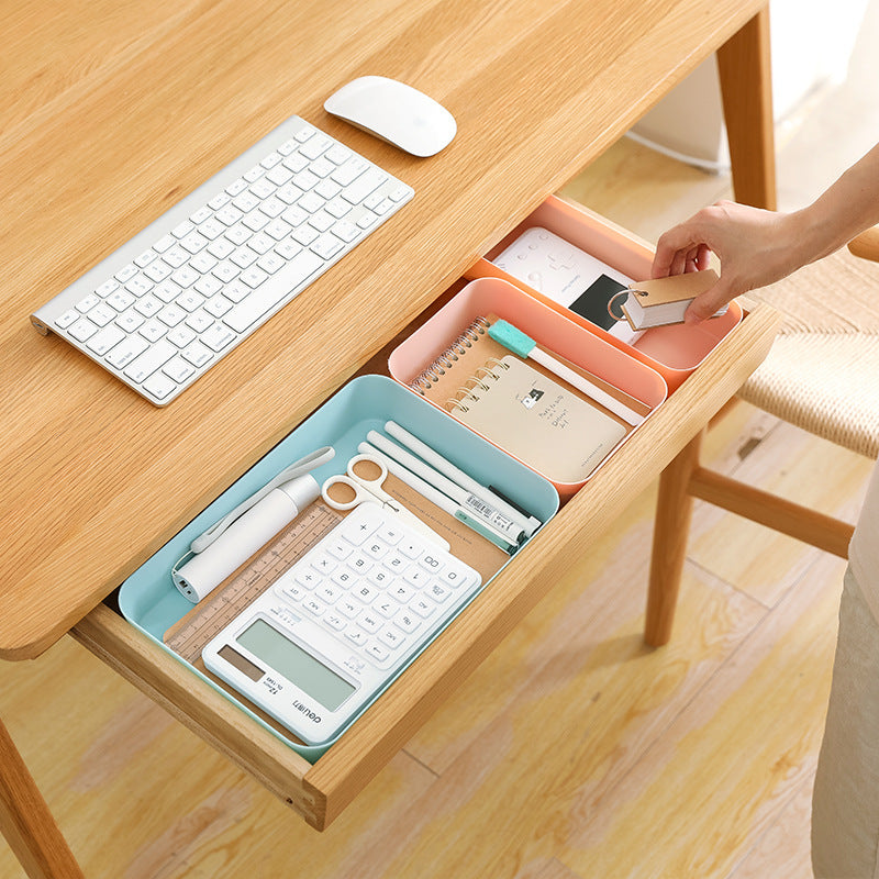 KTX-405075 Simple Modern Plastic Desktop Storage Box for Organizing CDs, Remotes, Magazines, Stationery, and More