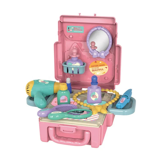 KTX-405203 Kids Makeup Play Set - 20 Pcs Cosmetic Toy Accessories in Pink Box for Role Play Ages 5-13 Years