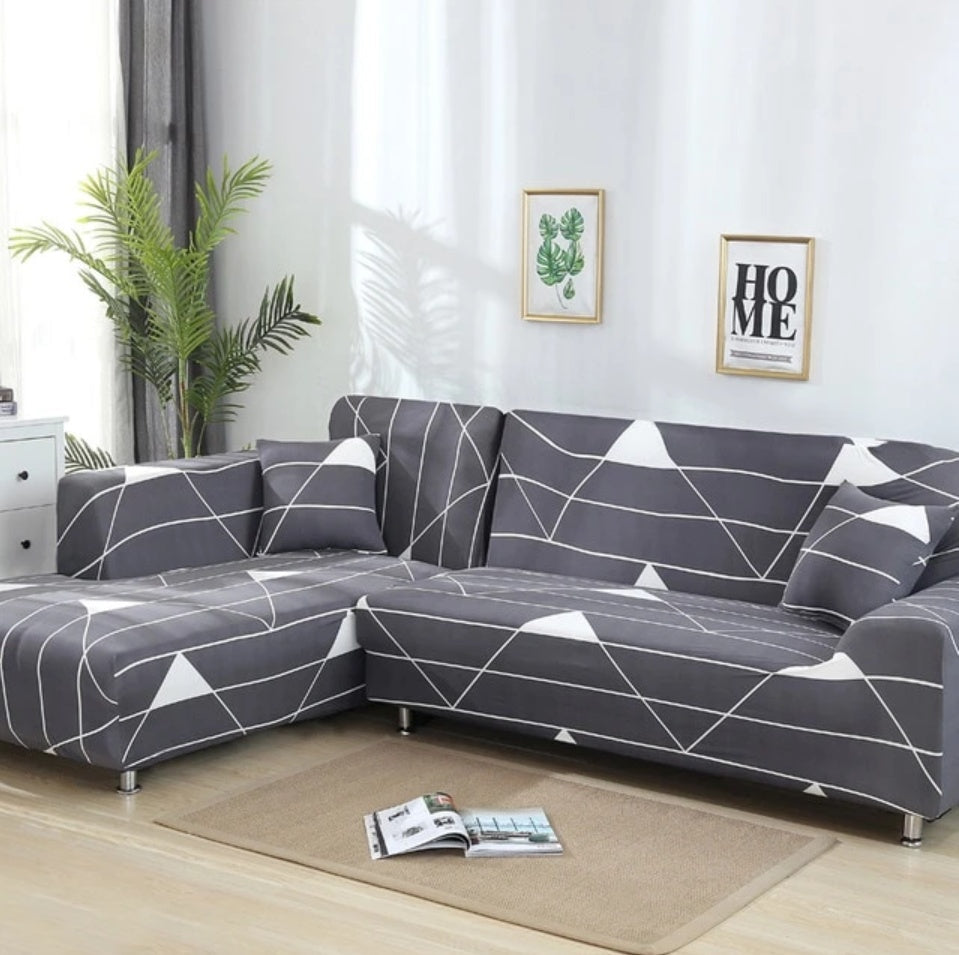 KTX-405331 L-Shaped Sofa Cover - Stretch Fit Sectional Couch Protector with Elastic Fabric and Non-Slip Design