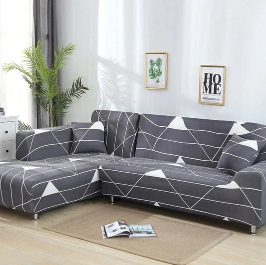 KTX-405331 L-Shaped Sofa Cover - Stretch Fit Sectional Couch Protector with Elastic Fabric and Non-Slip Design