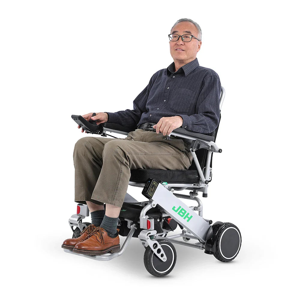 KTX-405395 Lightweight Foldable Electric Wheelchair with Remote Control, Aluminum Alloy Frame, 20km Range, 120kg Load Capacity