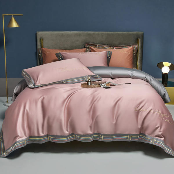 KTX-405523 Long-Staple Cotton Satin Embroidery Four-Piece Bedding Set in Various Colors