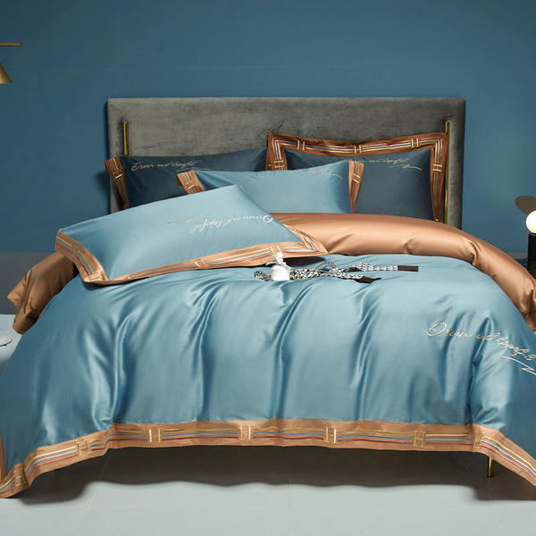 KTX-405523 Long-Staple Cotton Satin Embroidery Four-Piece Bedding Set in Various Colors