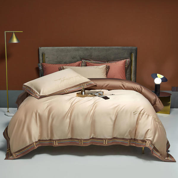 KTX-405523 Long-Staple Cotton Satin Embroidery Four-Piece Bedding Set in Various Colors