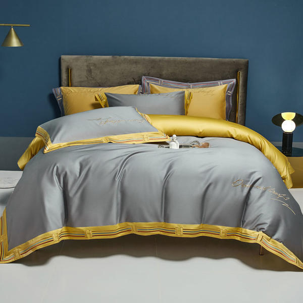 KTX-405523 Long-Staple Cotton Satin Embroidery Four-Piece Bedding Set in Various Colors