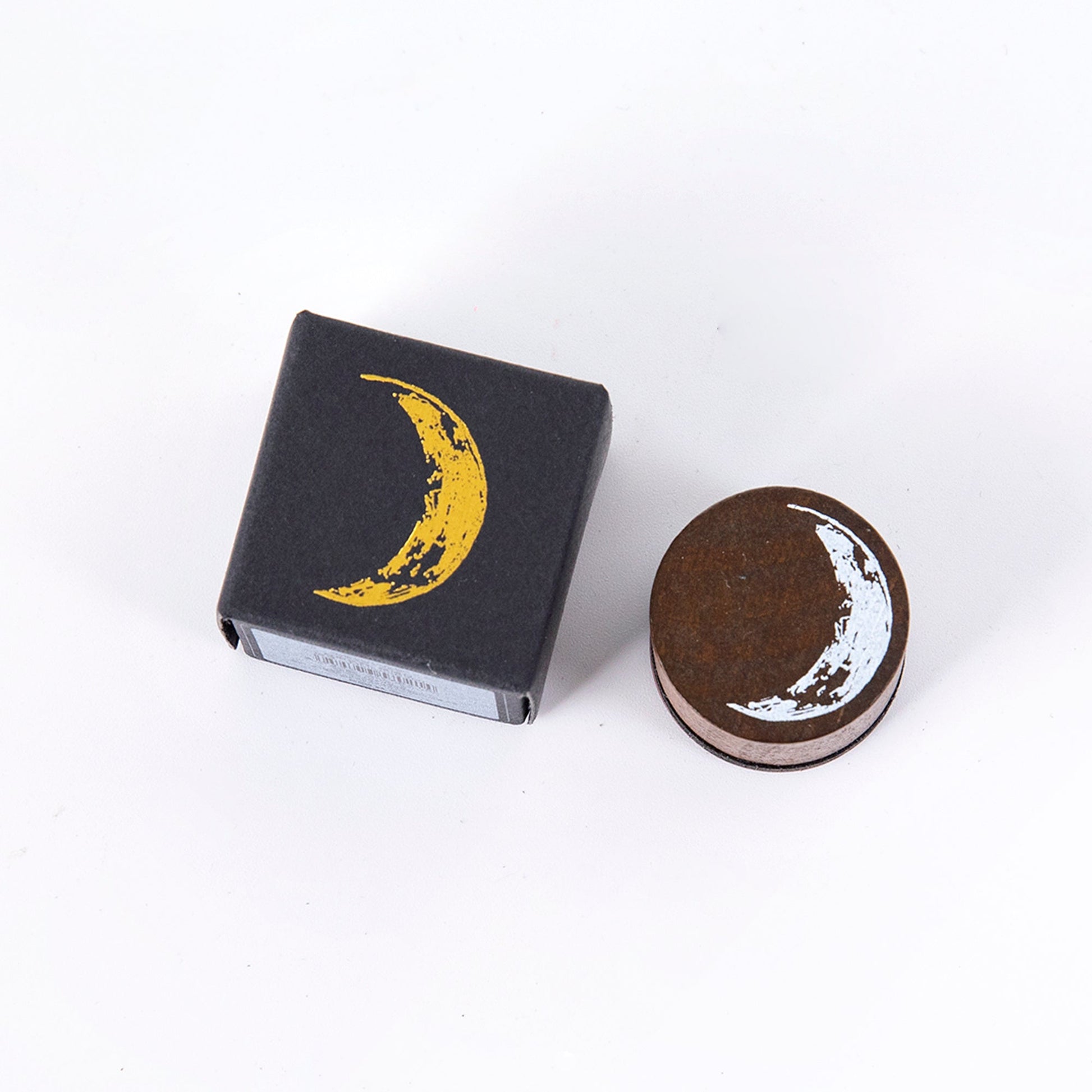 KTX-406355 Moon Phase Wooden Stamp Seal - 25mm Log and Rubber Material, Ideal for Oily Ink Pads