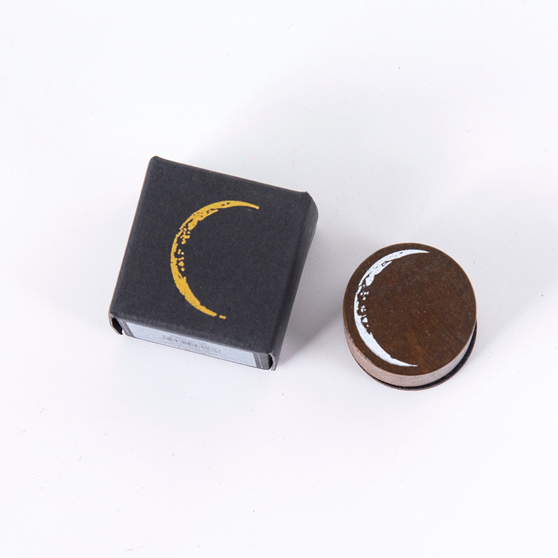 KTX-406355 Moon Phase Wooden Stamp Seal - 25mm Log and Rubber Material, Ideal for Oily Ink Pads